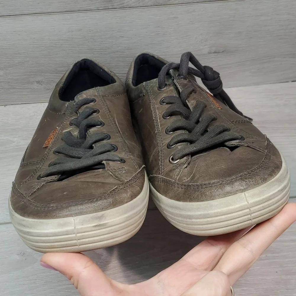 Ecco Mens Leather Comfort Slip on Lace Up Shoes sneakers sz 43/9